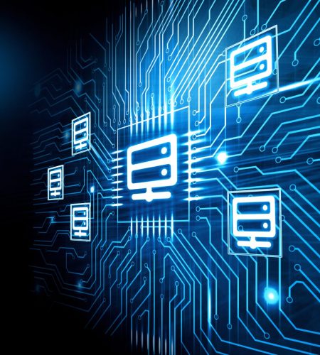 website hosting concept with circuits